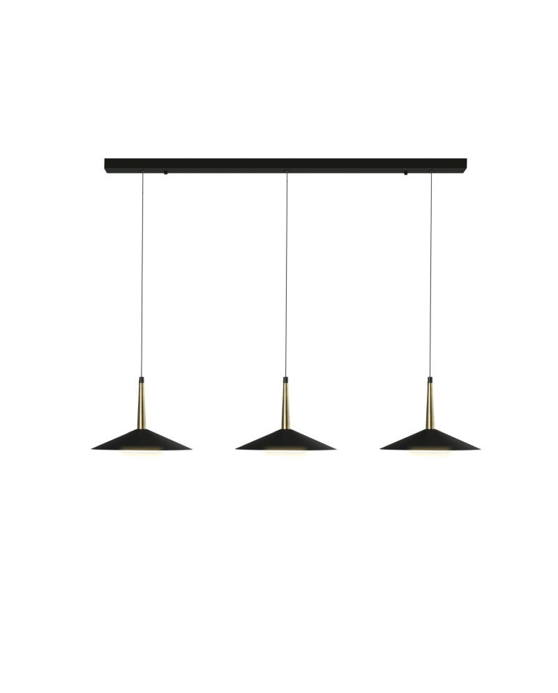 ORION * LÁMPARA LINEAL NEGRO/CUERO 3L LED  24W 3000K